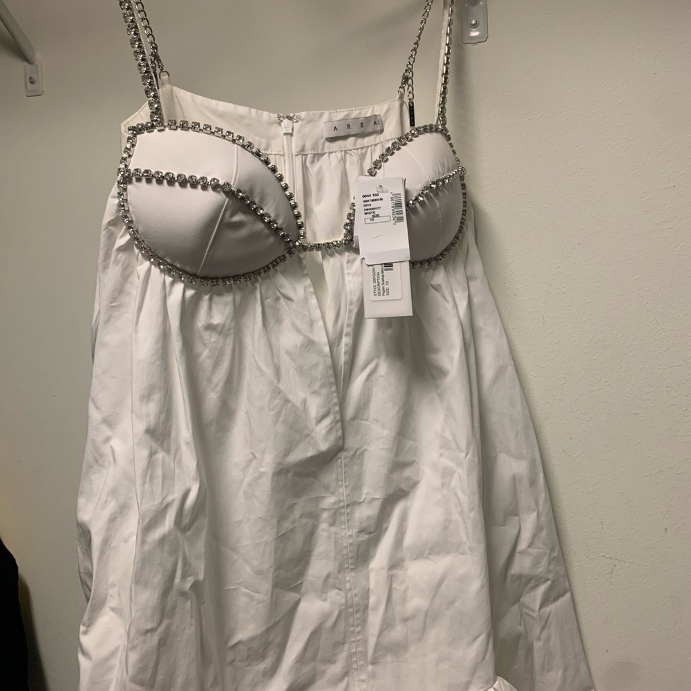 Area Scallop White Mini Dress